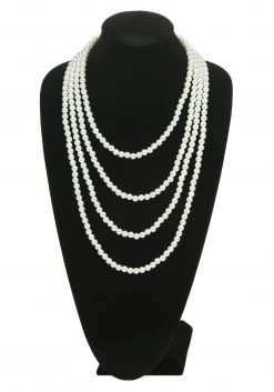 Fornovelty Multi Strand Pearl Flapper Necklace