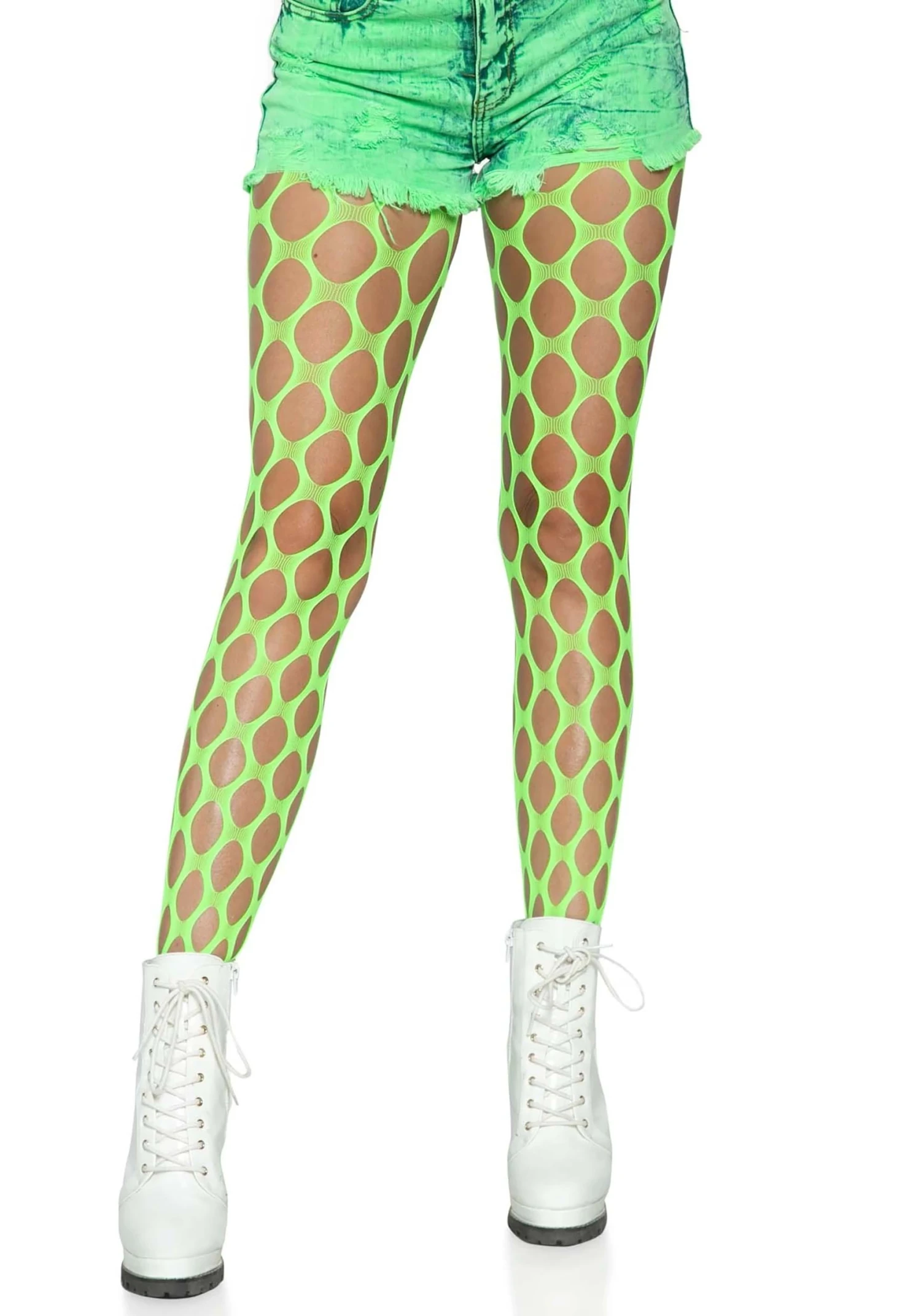 Leg Avenue Neon Green Jumbo Pothole Net Tights For Women 1 Leg Avenue Neon Green Jumbo Pothole Net Tights For Women