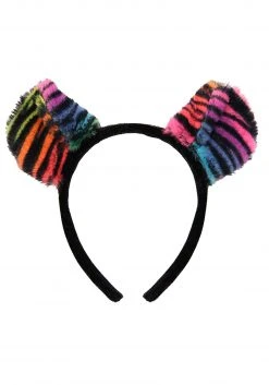 Elope Neon Rainbow | Tiger Ears Headband -Cheap Halloween Store neon rainbow tiger ears headband alt 2 update