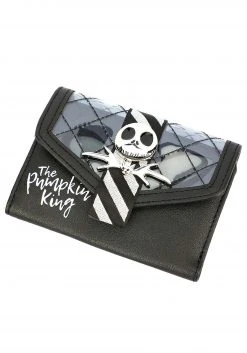 Bioworld Merchandising / Independent Sales The Nightmare Before Christmas Jack Metal Badge Bi-Fold Wallet -Cheap Halloween Store nightmare before christmas jack metal badge wallet alt 2