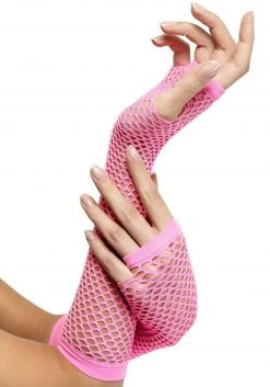 Smiffys Pink Fingerless Fishnet Gloves For Women