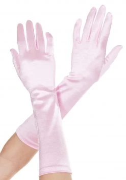 Music Legs Pink Satin Costume Gloves