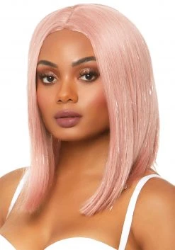 Leg Avenue Pink Tinsel Long Bob Wig