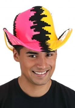 Elope Deluxe Pink & Yellow Randy Savage Cowboy Hat