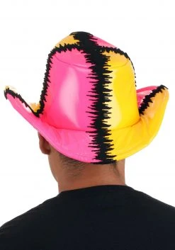 Elope Deluxe Pink & Yellow Randy Savage Cowboy Hat -Cheap Halloween Store pink yellow randy savage deluxe cowboy hat alt 2