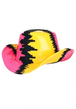 Elope Deluxe Pink & Yellow Randy Savage Cowboy Hat -Cheap Halloween Store pink yellow randy savage deluxe cowboy hat alt 3