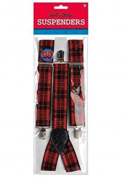 Amscan Red Plaid Nerd Suspenders