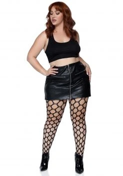 Leg Avenue Jumbo Pothole Women's Plus Net Tights -Cheap Halloween Store plus jumbo pothole net tights alt 2