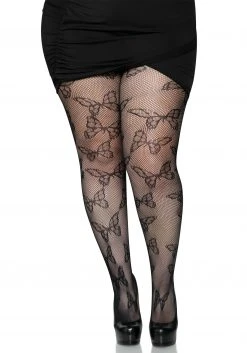 Leg Avenue Plus Size Butterfly Net Black Tights