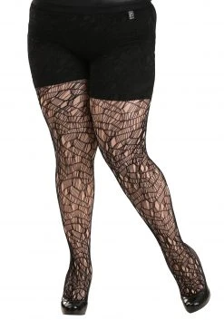 Seeing Red Womens Plus Size Ripped Tights