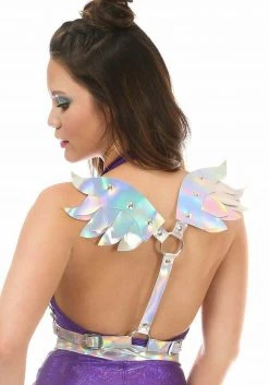 Daisy Corsets Women's Plus Size Silver Holo Body Harness W/Wings