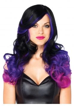 Leg Avenue Purple And Black Two-Tone Costume Wig