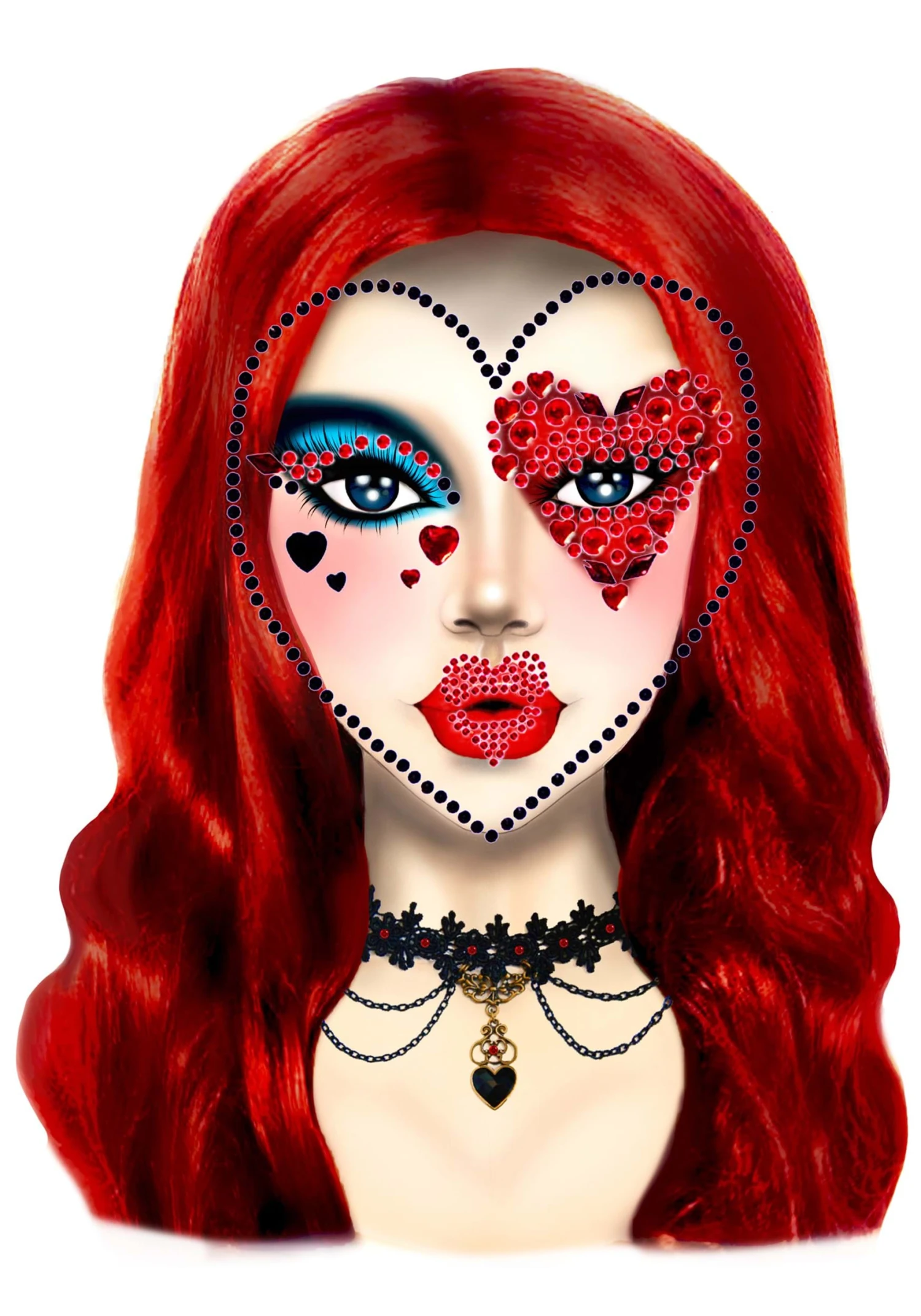 Leg Avenue Queen Of Heart Face Jewel Costume Accessory Kit 2 Leg Avenue Queen Of Heart Face Jewel Costume Accessory Kit - Image 2
