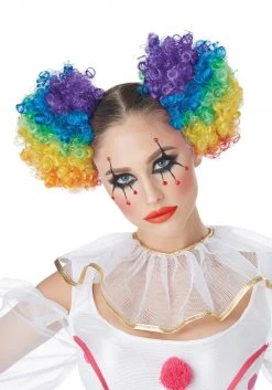 California Costume Collection Rainbow Clown Puffs Wig