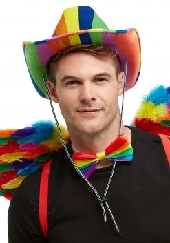 Smiffys Rainbow Striped Cowboy Hat For Adults