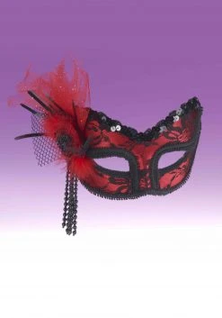 Forum Novelties, Inc Red Black Lace Half Mask