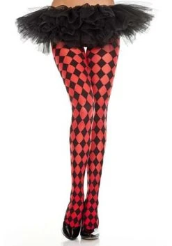 Music Legs Women's Red Diamond Jester Tights