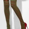 Smiffys Red & Green Striped Thigh High Christmas Stockings