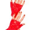 Music Legs Fingerless Red Lace Gloves