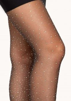 Leg Avenue Sheer Rhinestone Black Tights For Women -Cheap Halloween Store sheer rhinestone black tights alt 2