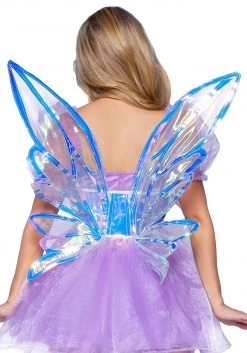 Leg Avenue Vinyl Silver Iridescent Waist Cincher Fairy Wings