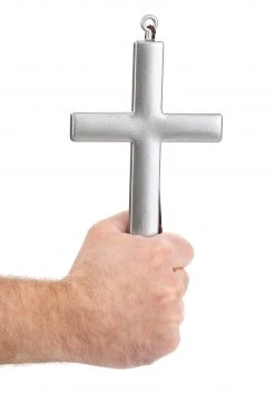 Woo Hing Silver Monk Cross Accessory -Cheap Halloween Store silver monk cross alt 2