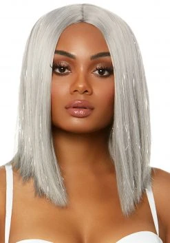 Leg Avenue Long Tinsel Silver Bob Wig