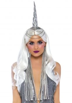 Leg Avenue Silver Unicorn Headband With Chain Accent And Mane