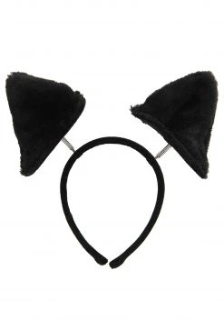 Elope Springy Cat Ears Plush Black Headband -Cheap Halloween Store springy cat ears plush headband alt 3