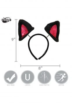 Elope Springy Cat Ears Plush Black Headband -Cheap Halloween Store springy cat ears plush headband alt 4