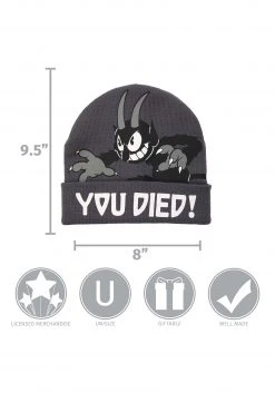 Elope The Devil Black Printed Foldup Knit Beanie -Cheap Halloween Store the devil printed foldup knit beanie alt 4