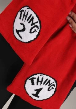 Nanjing Sylva International Trading Co. Ltd Thing 1 & 2 Winter Hat & Scarf Kit For Adults -Cheap Halloween Store thing 12 winter hat scarf kit alt 2
