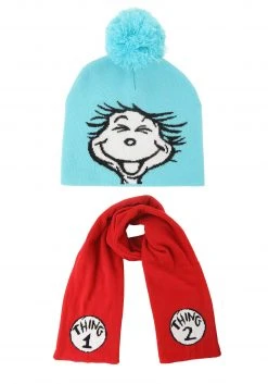 Nanjing Sylva International Trading Co. Ltd Thing 1 & 2 Winter Hat & Scarf Kit For Adults -Cheap Halloween Store thing 12 winter hat scarf kit alt 3