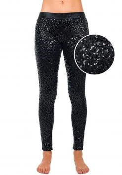Women's Tipsy Elves Black Sequin Leggings
