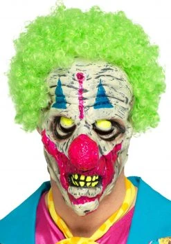 Smiffys UV Black Light Clown Adult Mask With Wig