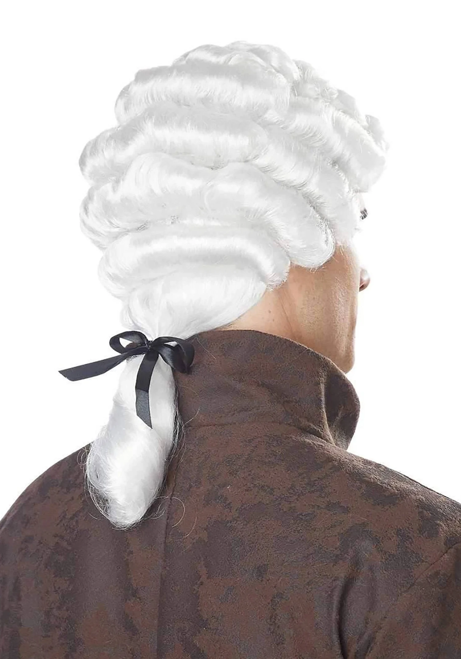 California Costume Collection Men's Colonial White Powdered Wig 2 California Costume Collection Men's Colonial White Powdered Wig - Image 2