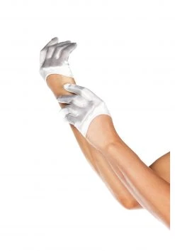 Leg Avenue White Mini Cropped Satin Gloves