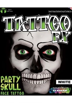 Tinsley Transfers White Party Skull Tattoo Kit