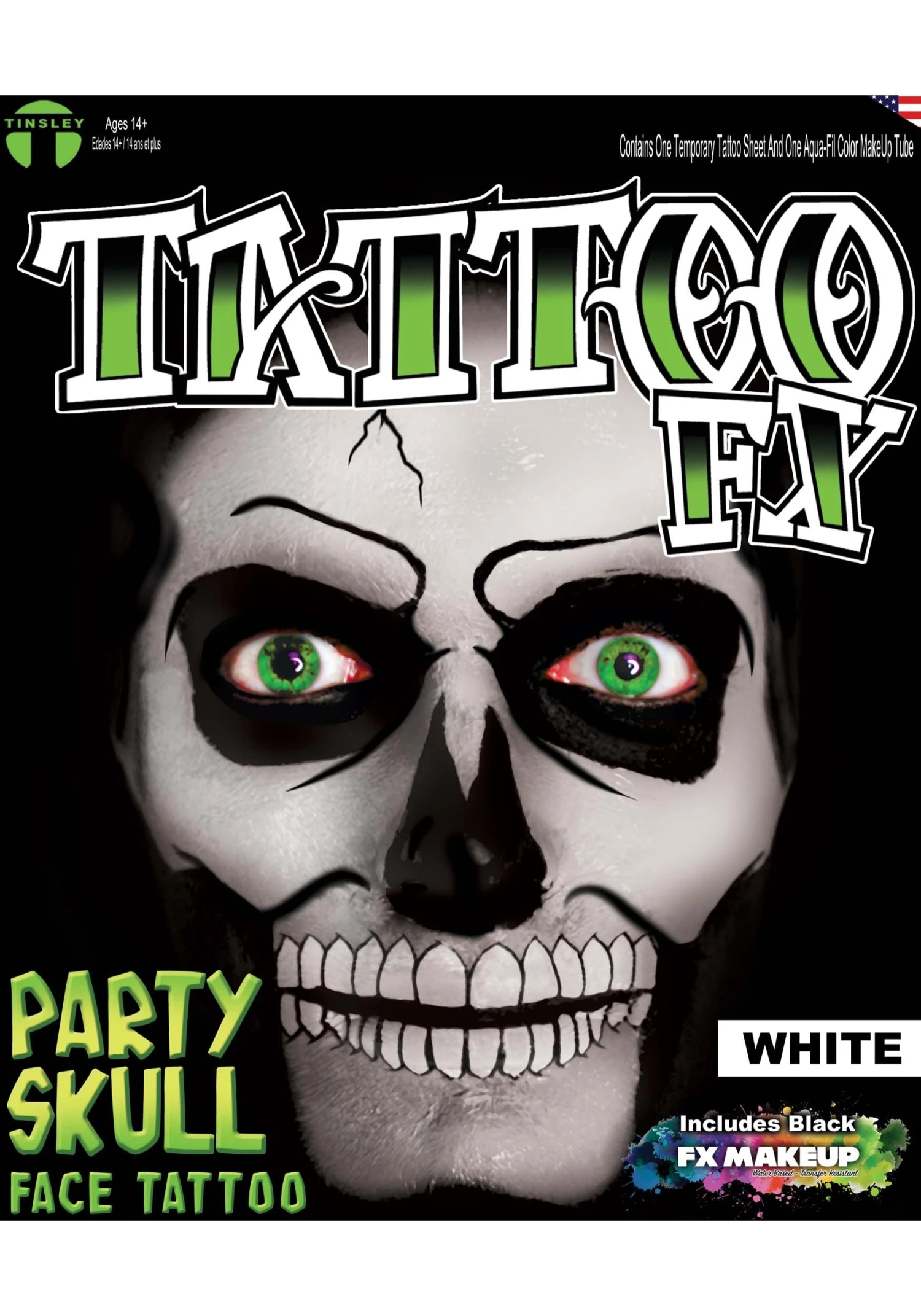 Tinsley Transfers White Party Skull Tattoo Kit 1 Tinsley Transfers White Party Skull Tattoo Kit