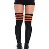 Leg Avenue Women's Thigh High Black Athletic Socks W/ Orange Stripes