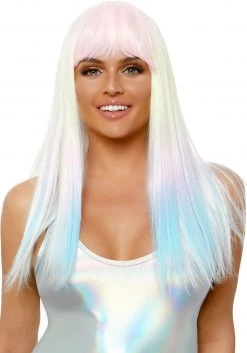 Leg Avenue Women's Black Light Pastel Rainbow Wig 7 Leg Avenue Women's Black Light Pastel Rainbow Wig -Cheap Halloween Store womens black light pastel rainbow wig alt 2