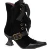 Ellie Black Velvet Heeled Boots For Women