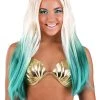Partytime Costume & Lingerie (Yiwu) Factory Women's Blonde And Green Ombre Mermaid Wig