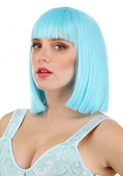 Partytime Wig Bright Blue Bob Wig For Women -Cheap Halloween Store womens bright blue bob wig alt 2
