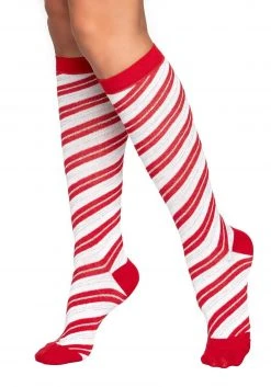 Leg Avenue Candy Cane Knee High Socks For Women