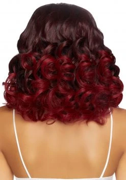 Leg Avenue Women's Curly Ombre Burgundy Wig -Cheap Halloween Store womens curly ombre burgundy wig alt 2