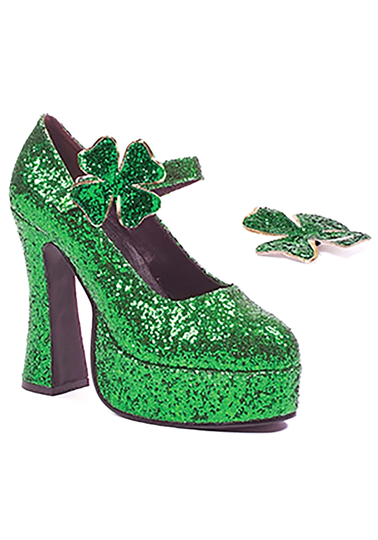 Ellie Women's Green Glitter Mary Jane Platform Shoes 1 Ellie Women's Green Glitter Mary Jane Platform Shoes
