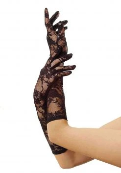 Leg Avenue Women's Black Lace Medium Length Gloves