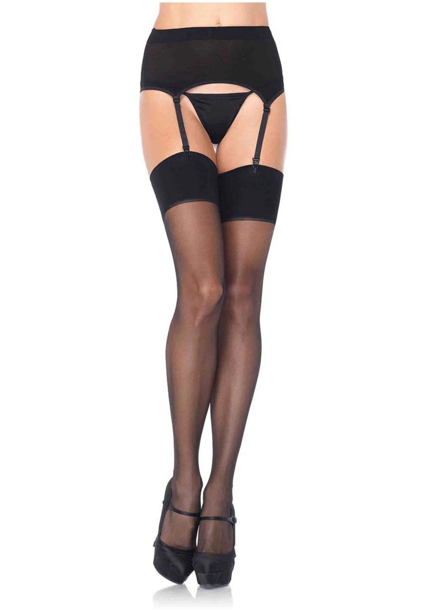 Leg Avenue Women's Plus Size Black Garter Tights 1 Leg Avenue Women's Plus Size Black Garter Tights