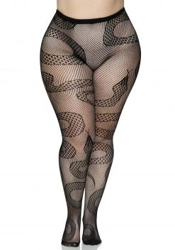 Leg Avenue Women's Snake Plus Size Net Tights -Cheap Halloween Store womens plus size snake net tights alt 3